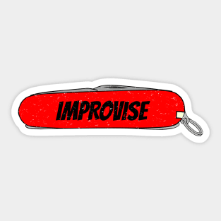 Improvise Red Army Pocket Knife Fun Tool Cut Blade Elements for People who Explore and Extend known Borders of Confort Zone. Improvise it and solve Challenges. Sticker